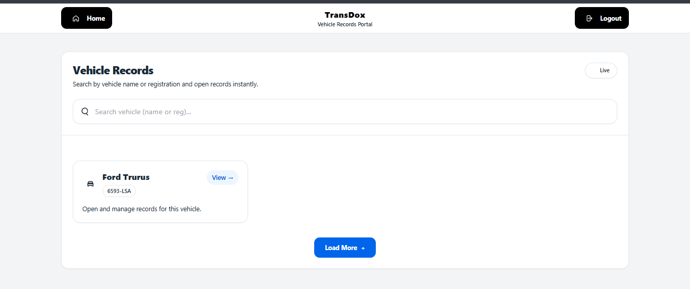 Vehicle-wise record management portal